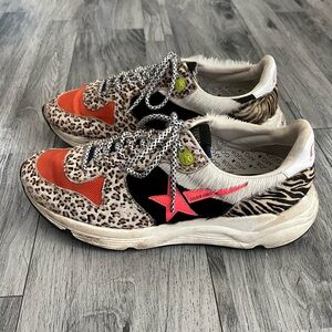 Golden Goose Running Sneakers Zoo Puzzle Leather and Fur Limited Edition Sz 40